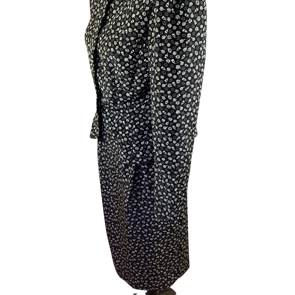 Vintage Andrea Gayle Floral Dress Suit Set Size 10 Black White Pearl Button - Picture 4 of 12
